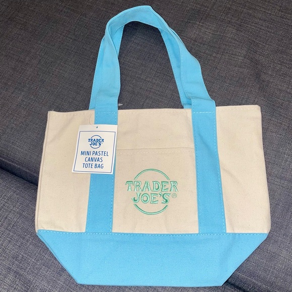 Trader Joe’s- Pastel Mini Tote Bag Blue - Picture 1 of 2